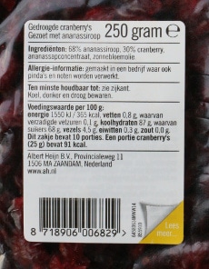 Gedroogde cranberries AH