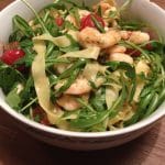 tagliatelle met rucola en knoflookgarnalen