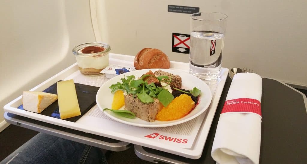 eten in het vliegtuig: swiss air