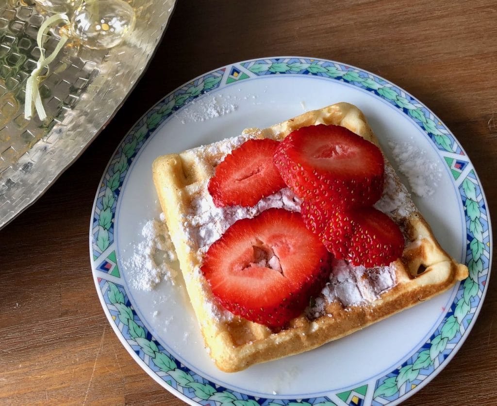 Wafels met aardbeien