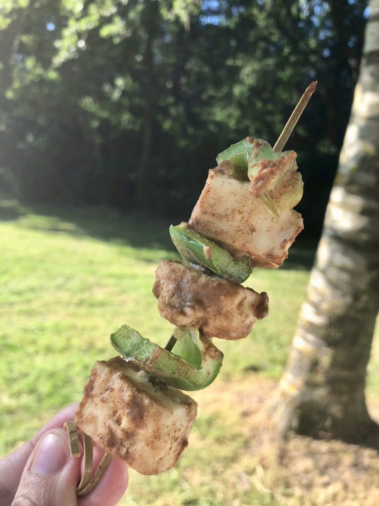 Paneer spiesjes voor op de bbq