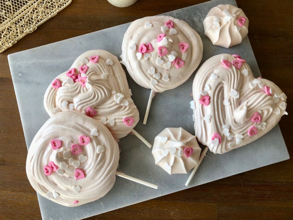 roze meringue lollies