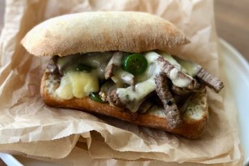 spicy philly cheesesteak sandwich