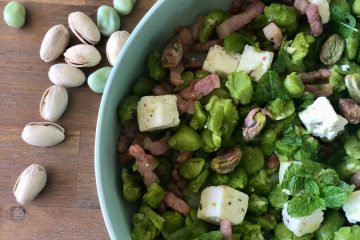 Tuinbonensalade met spekjes en feta