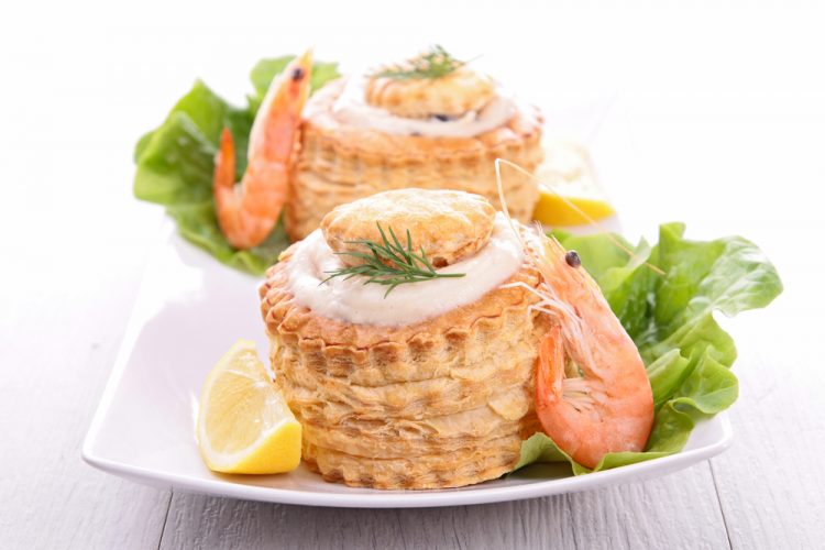 Pasteitje met garnalenragout