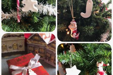 kerstdecoraties van zelfgemaakte klei