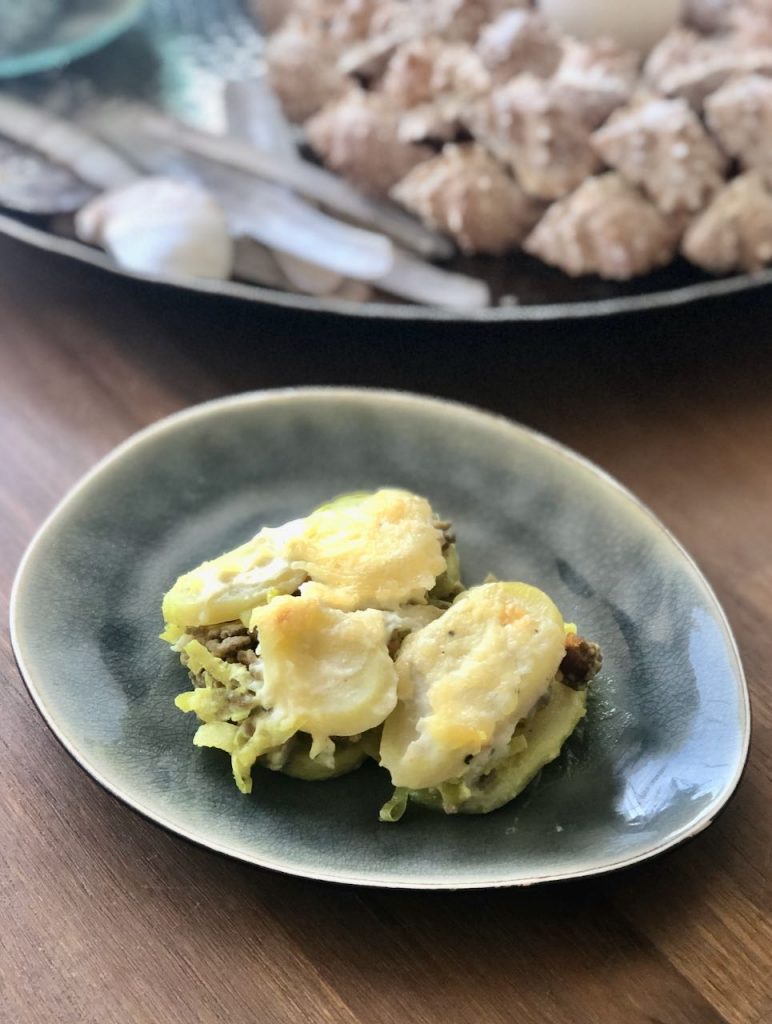 Ovenschotel met prei en aardappel