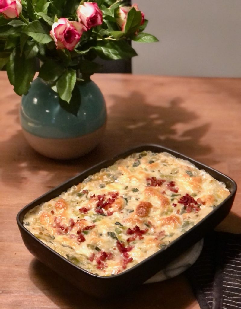 lasagne met prei en spek