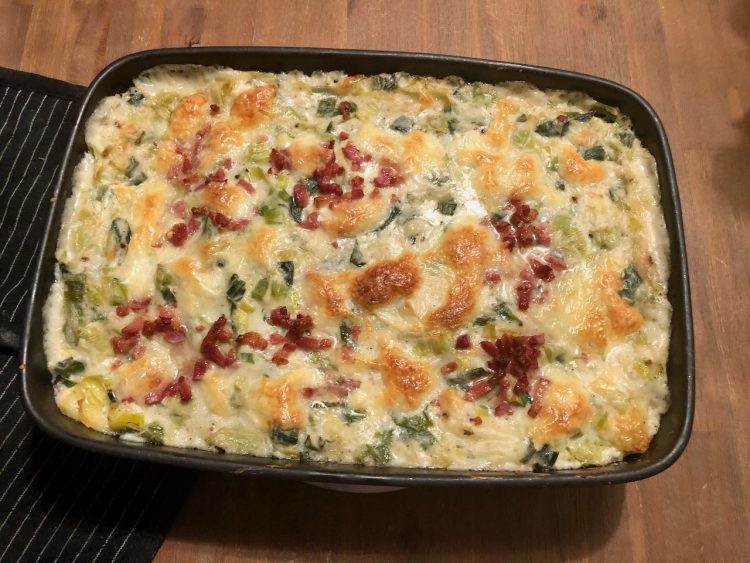 lasagne met prei en spek