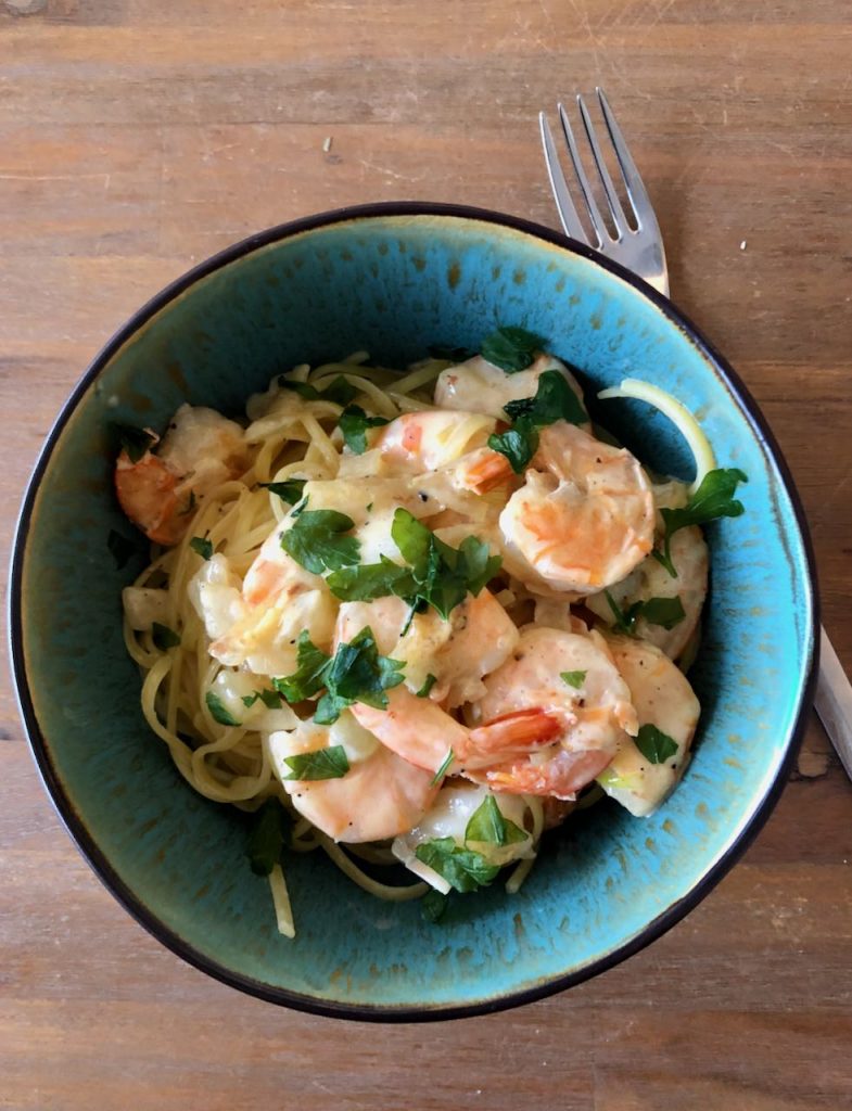 snelle pasta met gamba's
