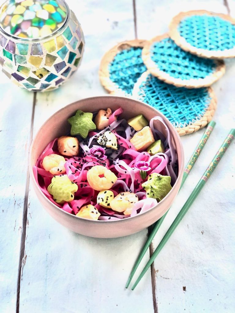 Pink noodle bowl