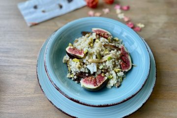 Parelcouscous met oesterzwam, vijg en geitenkaas