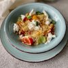 Pasta met gegrilde paprika en burrata