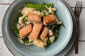 orzo met peultjes en zalm