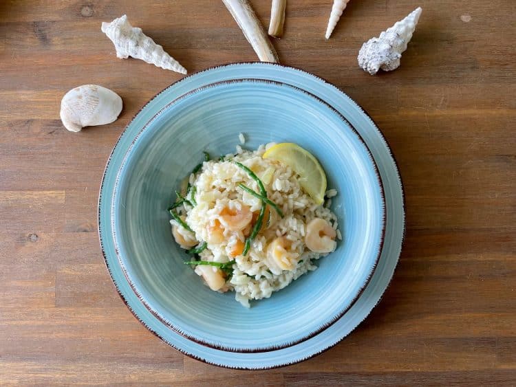 risotto met garnalen en zeekraal