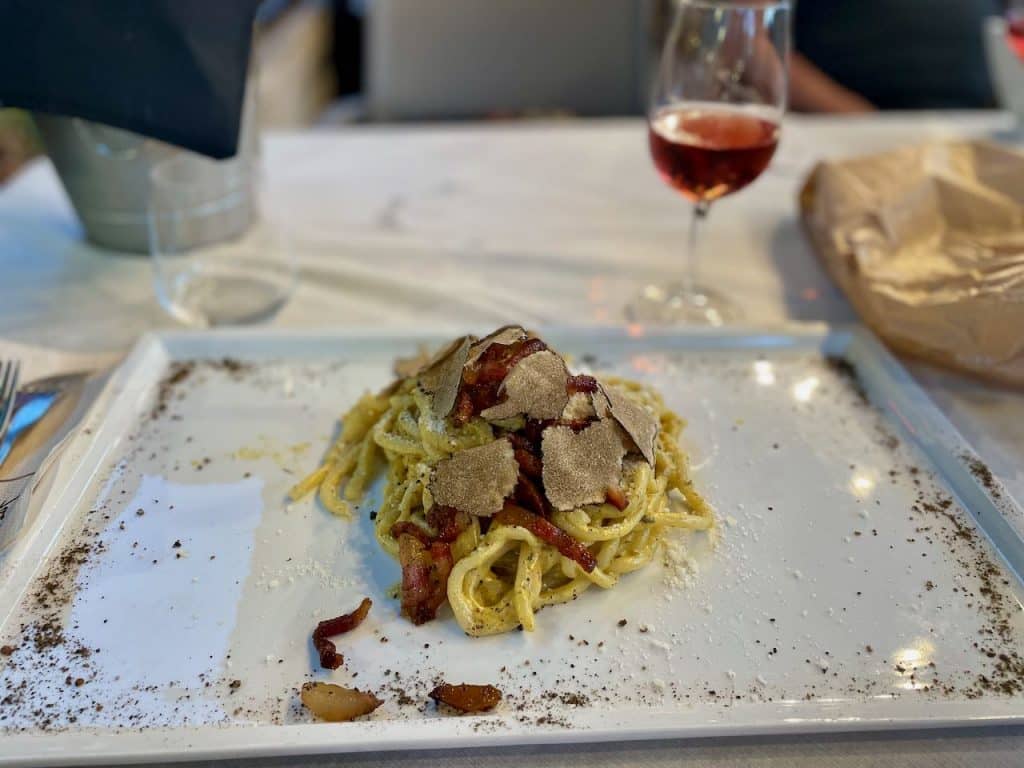 Spaghetti carbonara met truffel
