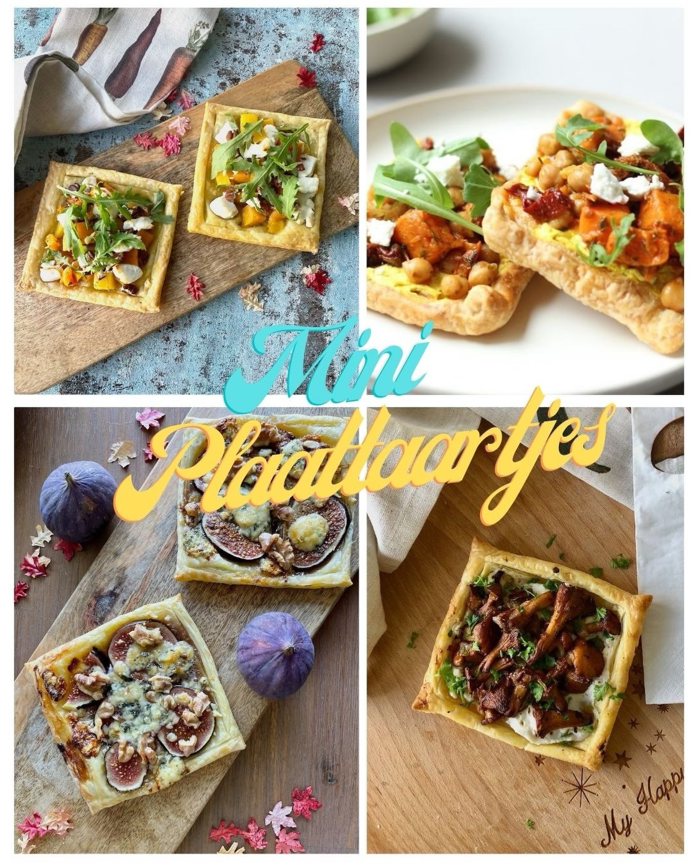 In de herfst maak ik voor de lunch regelmatig mini plaattaartjes. Plakje bladerdeeg uit de vriezer, randje voorzichtig insnijden en beleggen met lekkere toppings als ricotta & oesterzwam, vijgen & blauwe kaas of pompoen & geitenkaas. Kwartiertje in de oven en je kunt smullen van een lekkere warme lunch. Ook ideaal om restjes uit je koelkast te verwerken. Welke lijkt jou het lekkerste?
De volledige recepten vind je natuurlijk op mijn site.
#plaattaart #lunch #herfstrecept #bladerdeeg