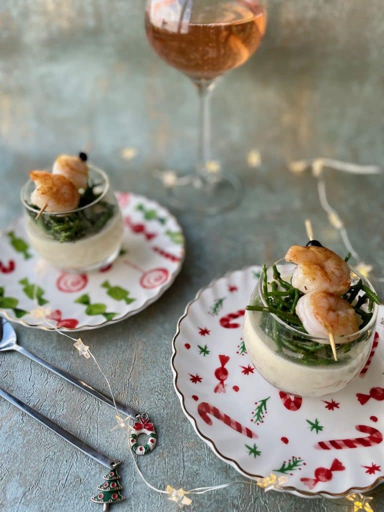hartige panna cotta met garnalen