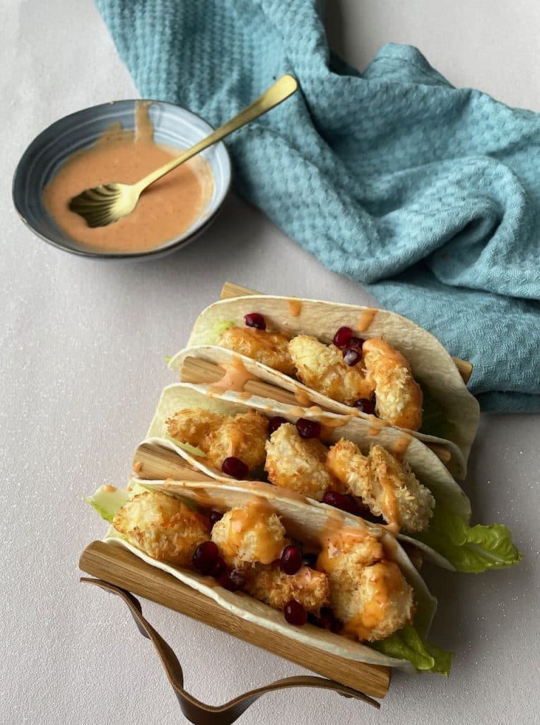 taco met coconut shrimps
