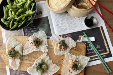 rijstcrackers met zalm