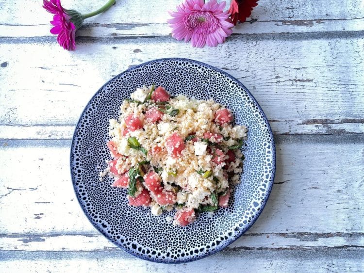 Couscous salade met watermeloen en feta