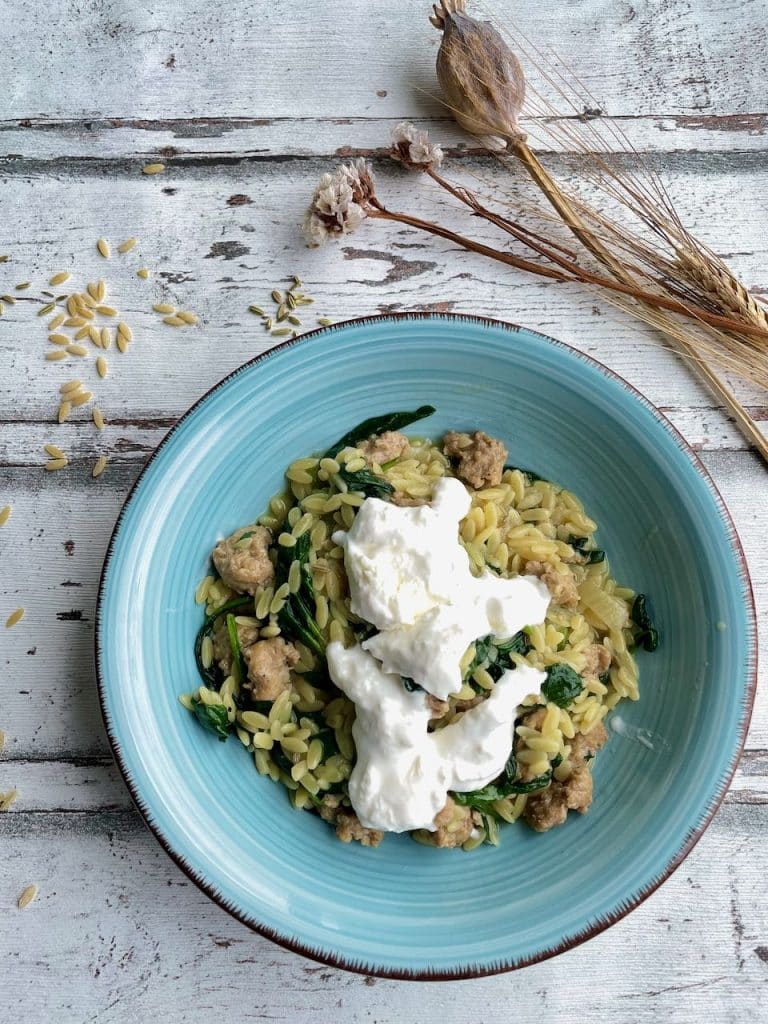 orzo met spinazie