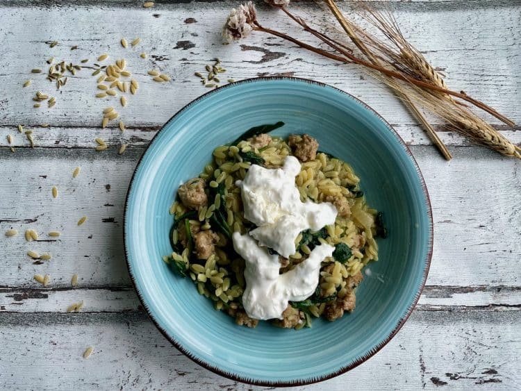 Orzo met spinazie