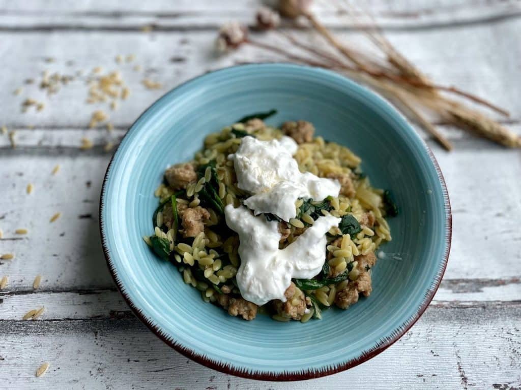 orzo met spinazie