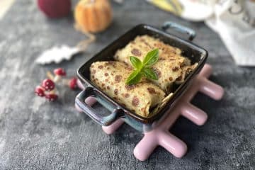 Pannenkoek pakketjes met paddenstoelen