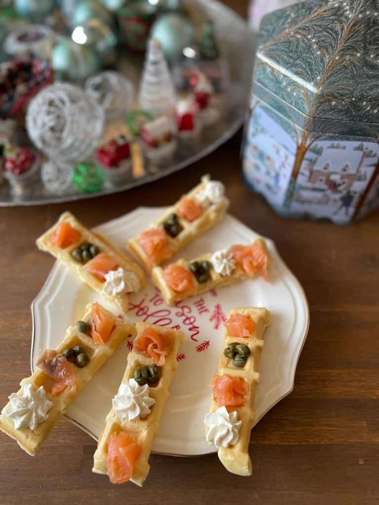 Wafel bites met zalm