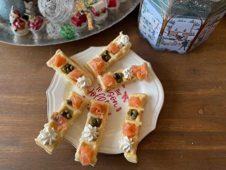 Wafel bites met zalm