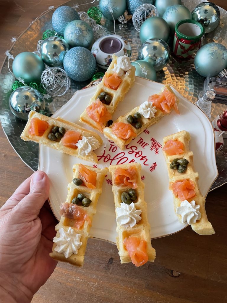 Wafel bites met zalm