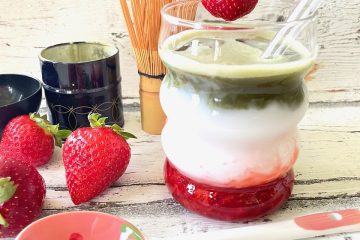 strawberry macha latte