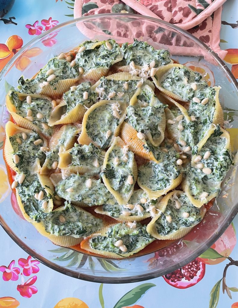 Conchiglie met ricotta en spinazie