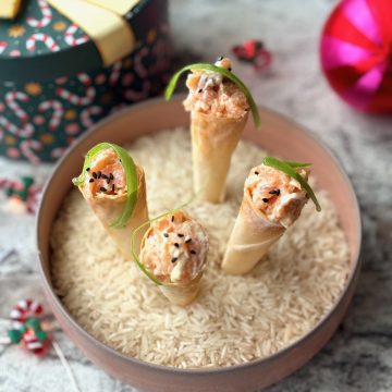 amuse hoorntjes met zalmtartaar