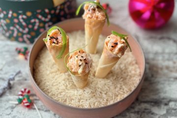 amuse hoorntjes met zalmtartaar