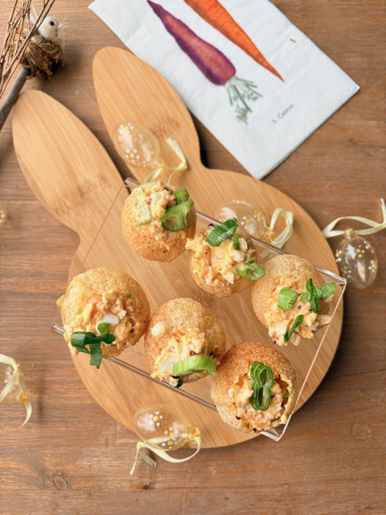 pani puri met pittige eiersalade