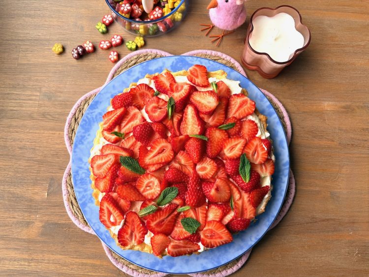 Aardbeientaart met Zwitserse room